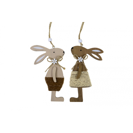 Figura nyúl fiú/lány 8.5*1*13.5CM akasztós natúr