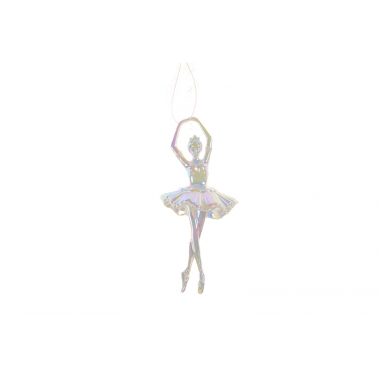 Karácsonyfa dísz balerina akril 16x6cm akasztós fehér