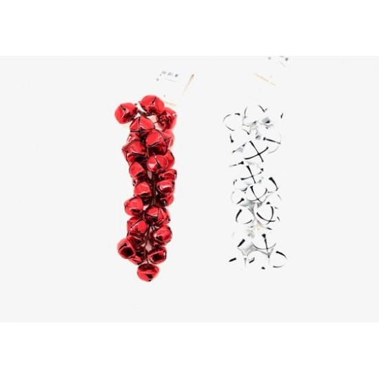 Dísz csengő fém 22cm fényes piros