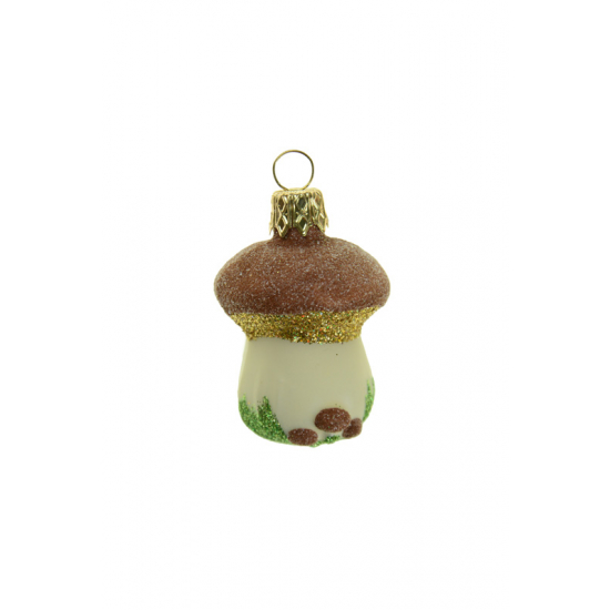 Karácsonyfa dísz gomba üveg 4*6cm barna/krém