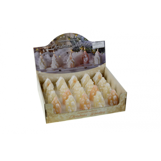 Dísz gyertya Christmas Wonders figurák 7,5cm krém
