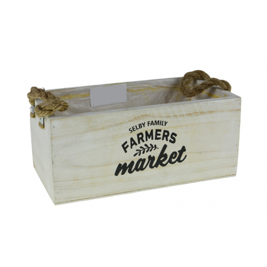Doboz fa 23*13*H10cm farmers market felirattal fehér