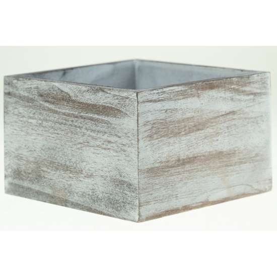 Doboz fa szögletes 13*13*8,3cm mosott szürke