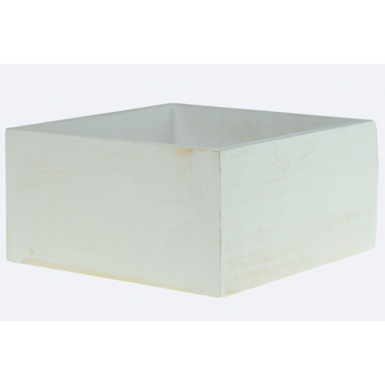 Doboz fa szögletes 16*16*8cm fehér