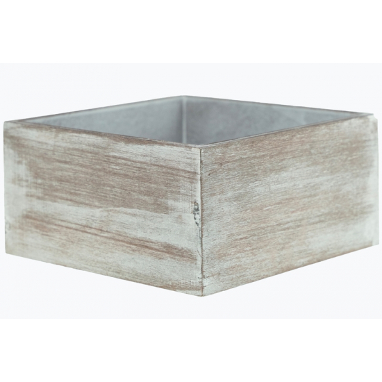Doboz fa szögletes 16*16*8cm mosott szürke