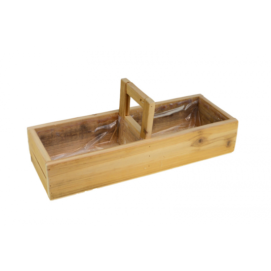 Doboz fa téglalap 40*14*7.5cm fogantyúval barna