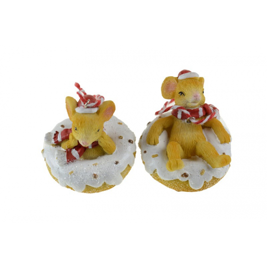 Figura egér poly fánkban 6*7.5*5cm 2féle