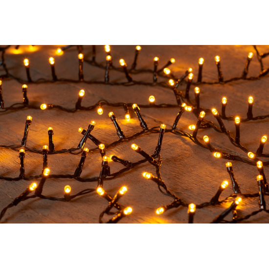 Égősor meleg fehér 12m 500LED időzítővel fekete