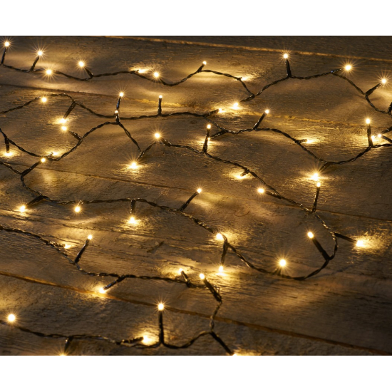 Égősor meleg fehér 12m 240LED időzítővel fekete