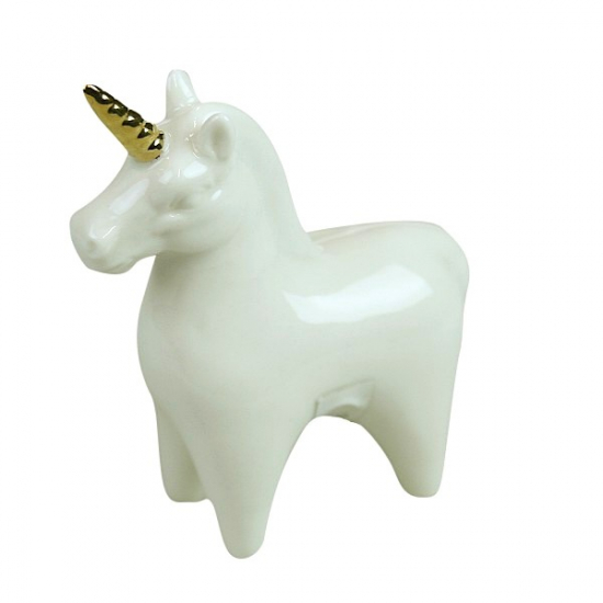 Figura egyszarvú kerámia 8*10cm fehér