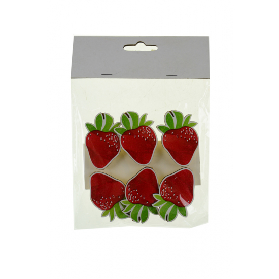 Eper fa 14*13cm s/6 csipesszel piros
