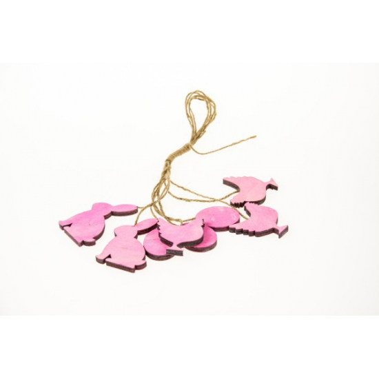 Dekoráció fa húsvéti figurák s/8 pink