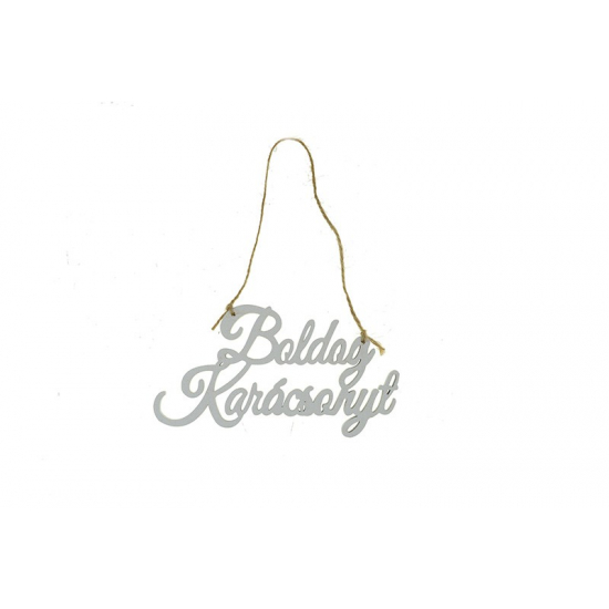 Felirat Boldog Karácsonyt fa LV 15*8cm akasztós fehér