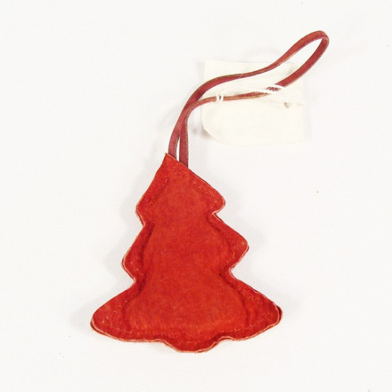 Fenyő bőr 6*1*7cm akasztós piros