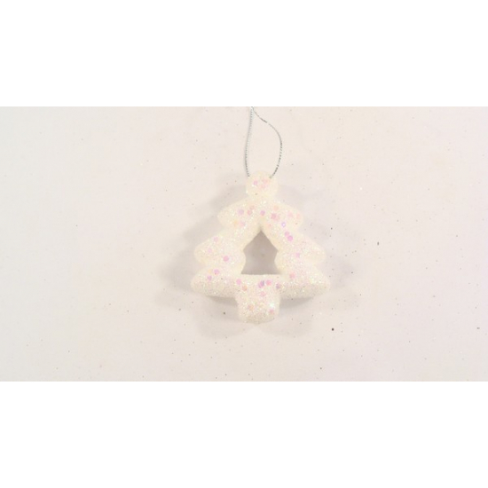 Fenyő hungarocell glitteres/flitteres 7cm gyöngyházfehér