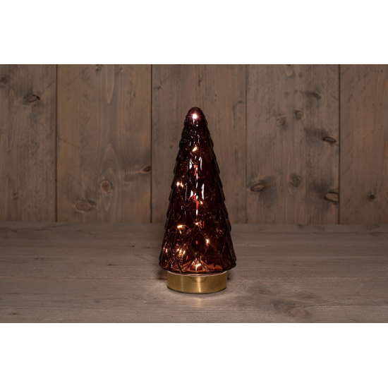 Fenyőfa üveg 24,5cm LEDes burgundy