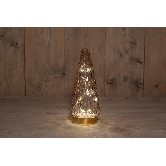 Fenyőfa üveg 24,5cm LEDes pink