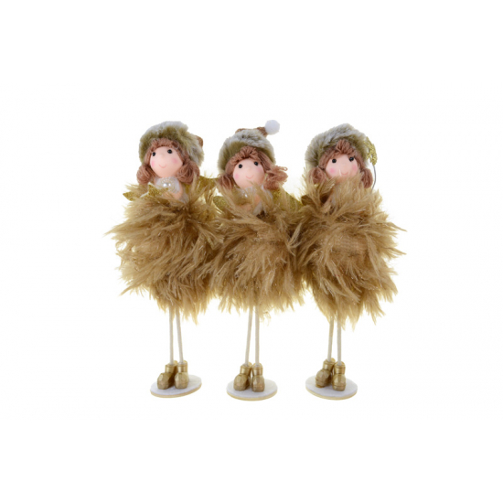 Figura angyal plüss álló 20cm 3féle barna