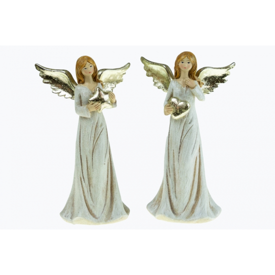 Figura angyal poly 17cm 2féle arany