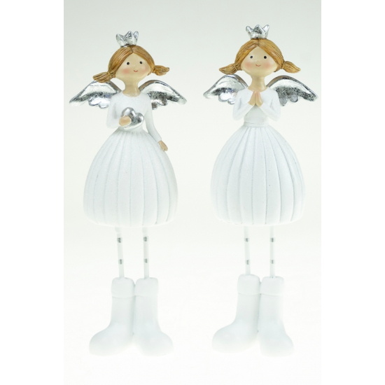 Figura angyal poly 18cm 2féle fehér