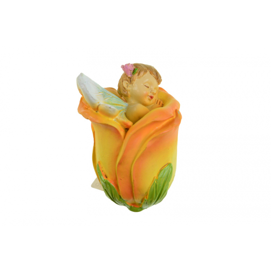 Figura angyal poly 7,5cm rózsában sárga