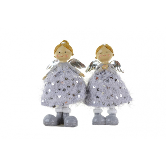 Figura angyal poly csillogós 8*6*14cm 2 féle szürke