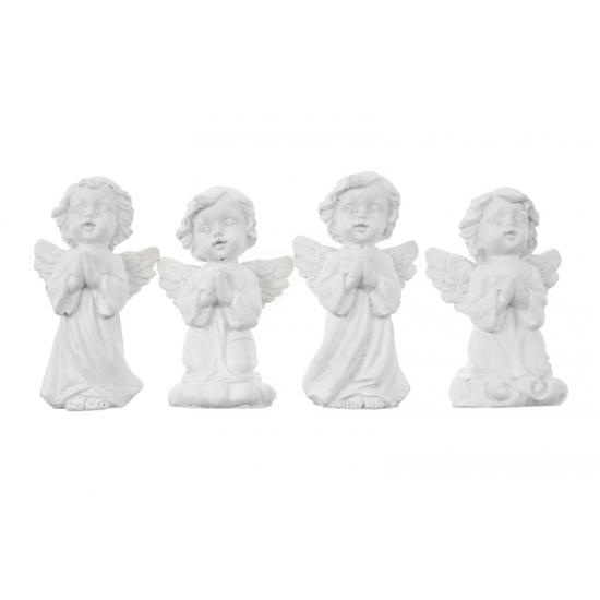 Figura angyal poly 4,2*3,3*7cm 4féle fehér