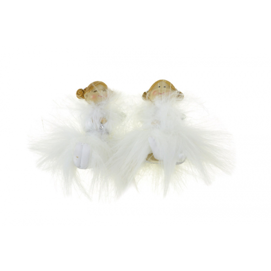 Figura angyal poly/textil 6*5*6.5cm 2féle fehér