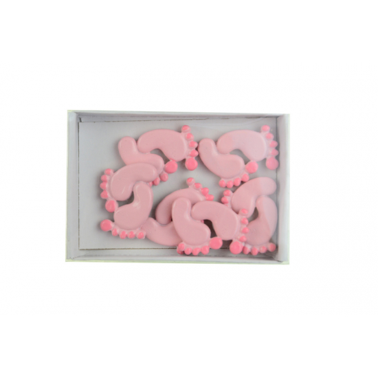 Figura baba lábnyom poly 3,2cm s/6 rózsaszín