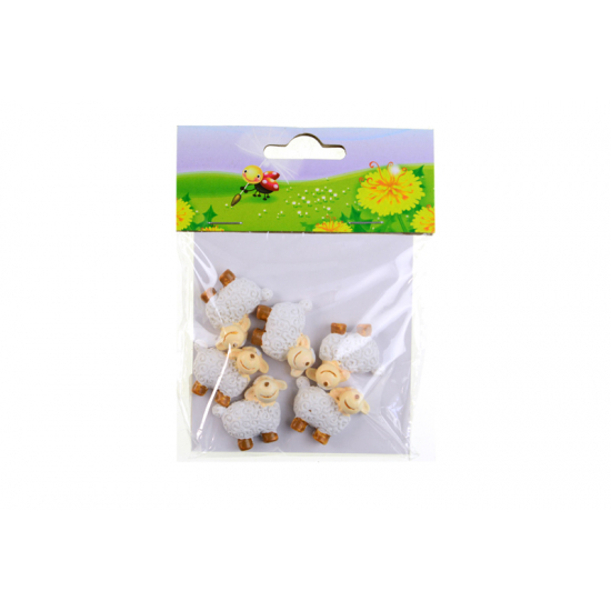 Figura bárány poly 2,8cm s/6 fehér