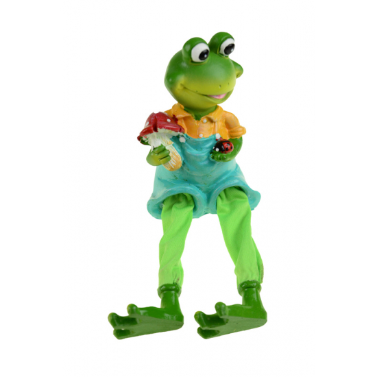 Figura béka poly 11cm ülő kék