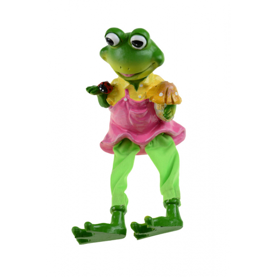 Figura béka poly 11cm ülő rózsaszín