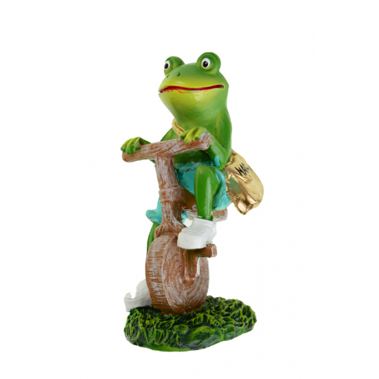 Figura béka poly 12cm biciklin zöld