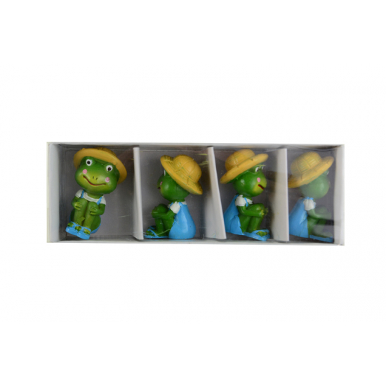 Figura béka poly 4,4cm s/4 kalapos zöld