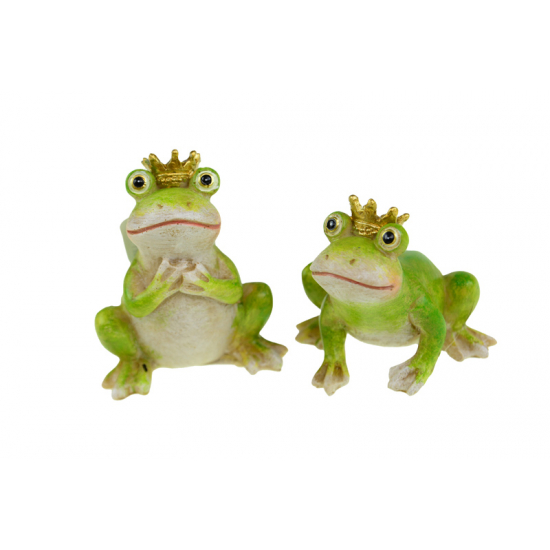 Figura béka poly 5*3*6.5cm koronával 2féle zöld