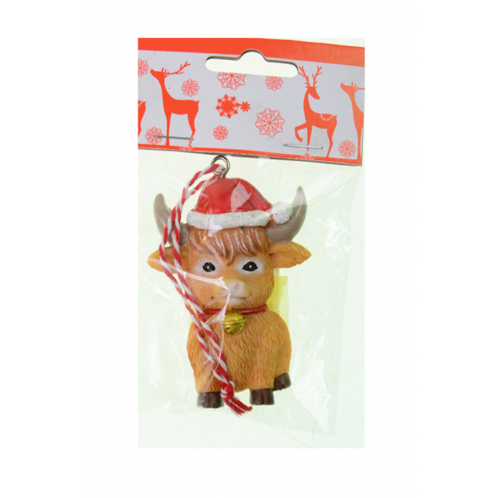 Figura bika poly csengővel 7,3cm barna