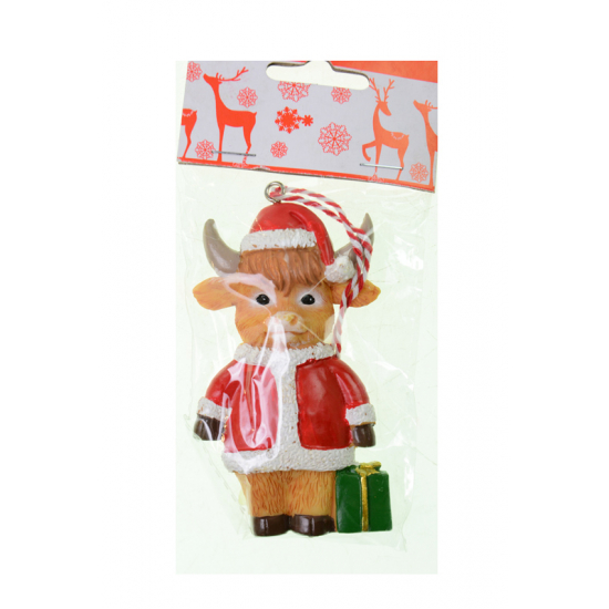 Figura bika poly kabátban 9,4cm barna