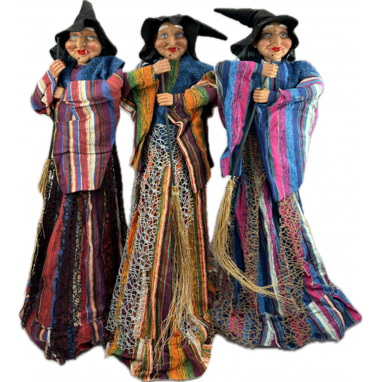 Figura boszorkány textil 80cm LED-es zenélő több szín