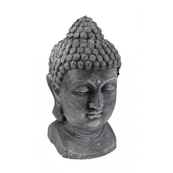 Figura Buddha fej kő 21*17*39cm fekete