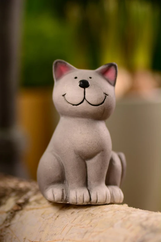 Figura cica kerámia 5*4.7*7.7cm szürke