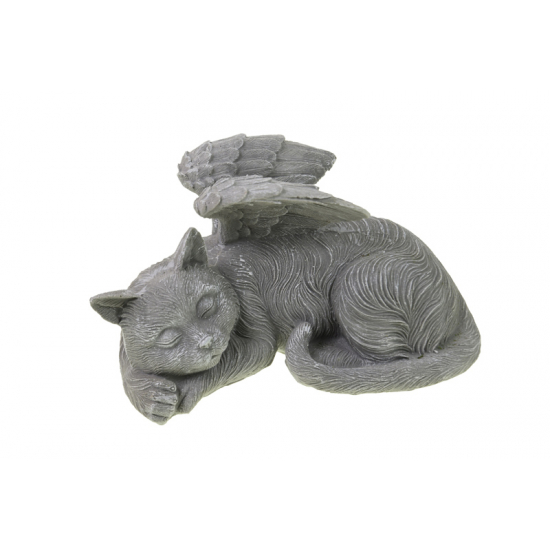 Figura cica poly angyalszárnyakkal 25.5x14x12.5cm szürke