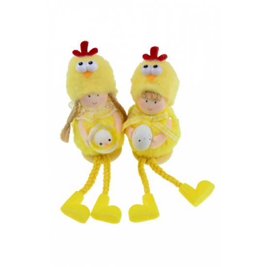 Figura csibe plüss lógólábú 17cm 2féle sárga