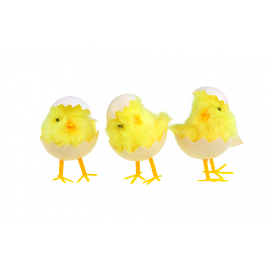 Figura csibe poly 8cm tojáshéjban 3féle sárga