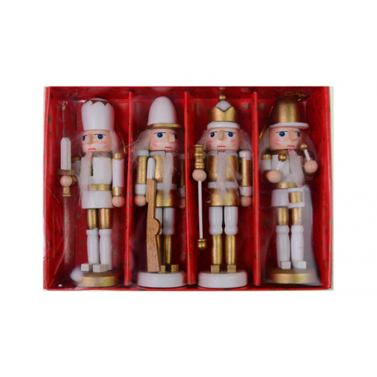 Figura diótörő fa 12,5cm több féle fehér/arany