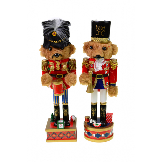 Figura diótörő maci fa 24cm 2féle piros