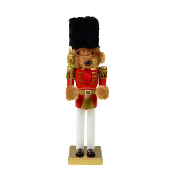 Figura diótörő maci fa 38cm piros