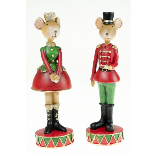 Figura egér fiú/lány poly 14,5cm piros/zöld