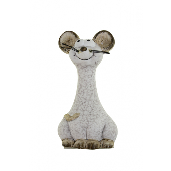 Figura egér kerámia 5.5*4*10.5cm fehér