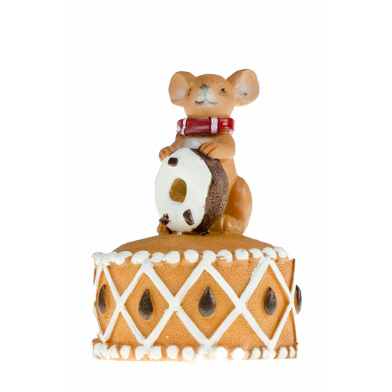 Figura egér poly 6,8cm fánkos barna
