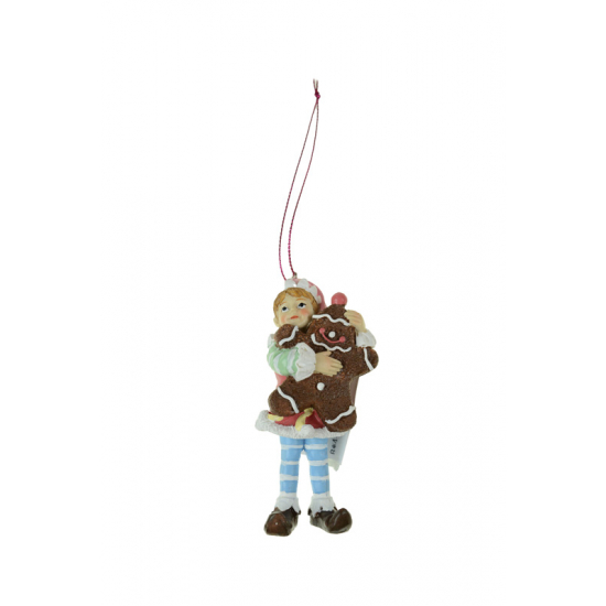 Figura Elf poly 4,5*4*10,5 cm akasztós mézivel